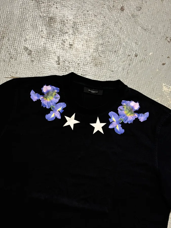 SS2013 Givenchy Black Star Purple Flower T-Shirt by Riccardo Tisci - Image 4