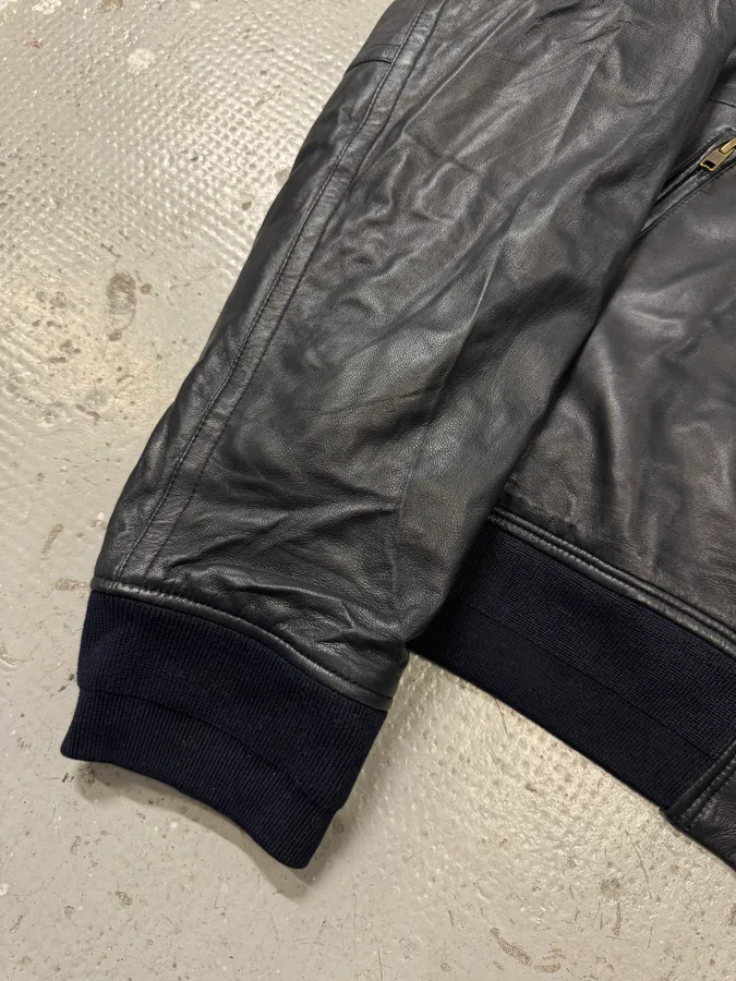 SS2013 Givenchy Navy Lamb Leather Bomber Jacket - Image 6
