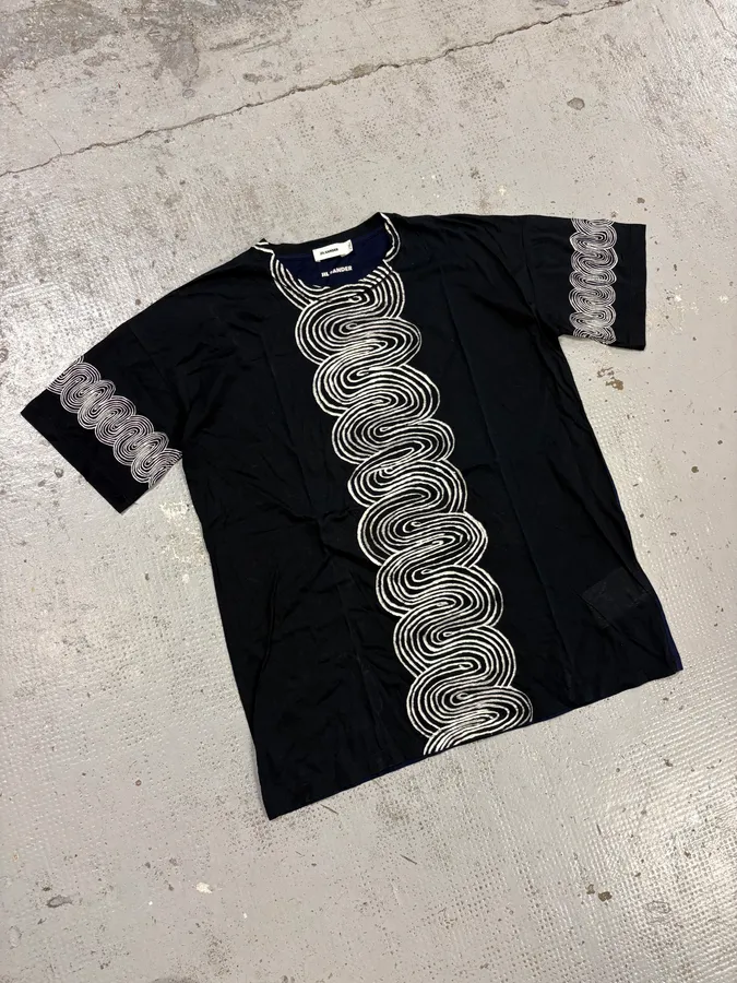 SS2013 Jil Sander Black & Navy Waves T-Shirt - Image 4