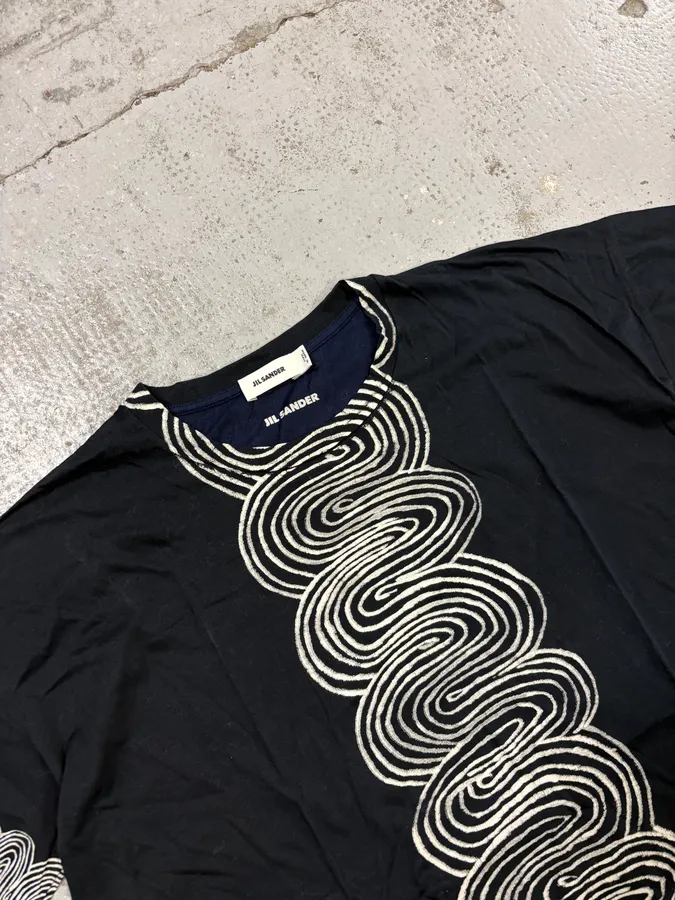 SS2013 Jil Sander Black & Navy Waves T-Shirt - Image 5