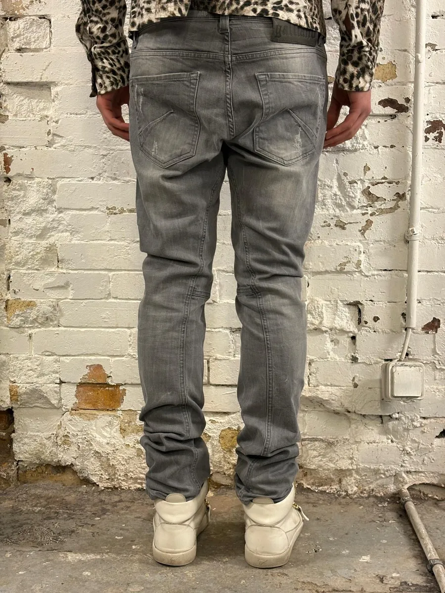SS2013 John Galliano Grey Denim Distressed Slim Jeans - Image 4