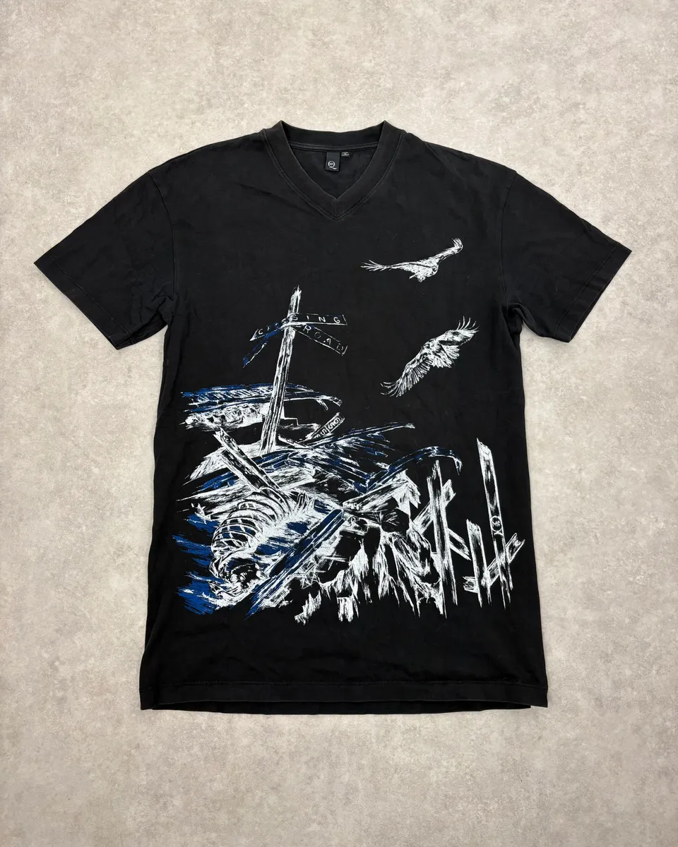 SS2014 Alexander McQueen Artwork V-Neck T-Shirt