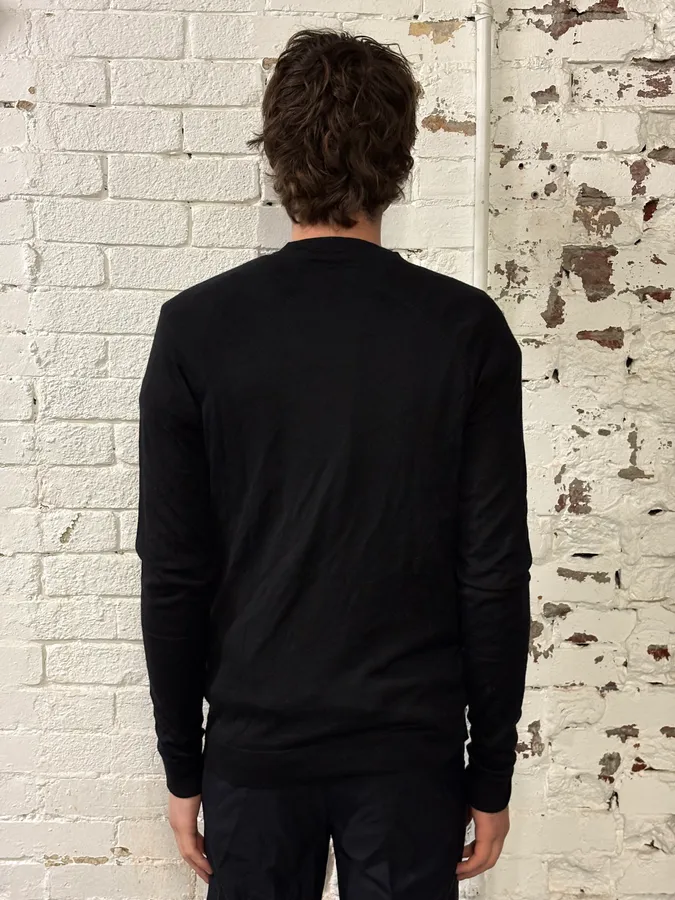 SS2014 Balenciaga Black Minimalist Wool Vneck Sweater - Image 3