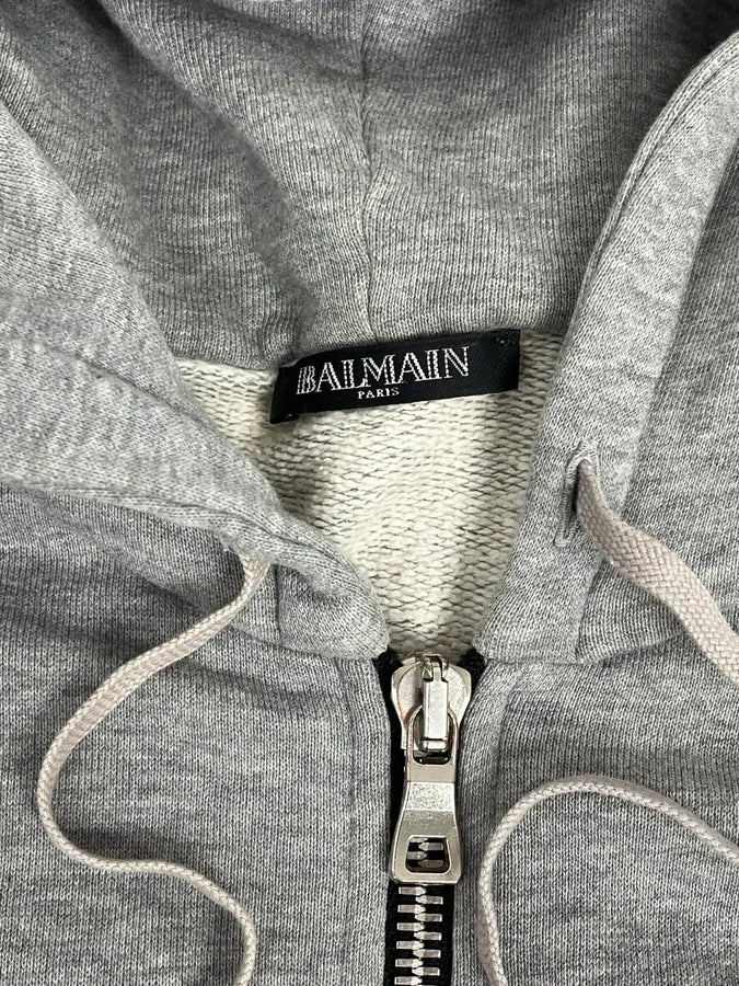SS2014 Balmain Grey Captain Imperial Zip-up Hoodie - Image 9
