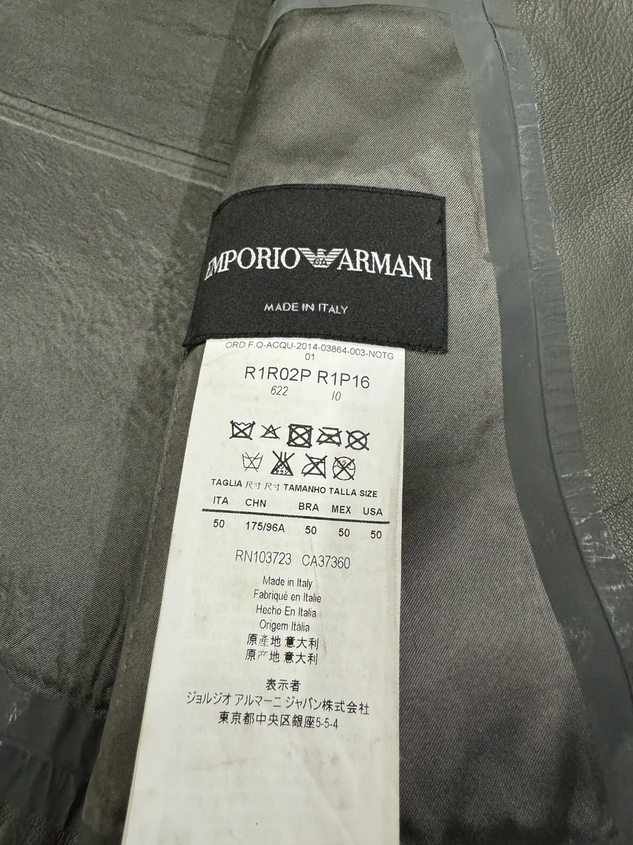 SS2014 Emporio Armani Asymmetrical Brut Grey Leather Jacket - Image 10