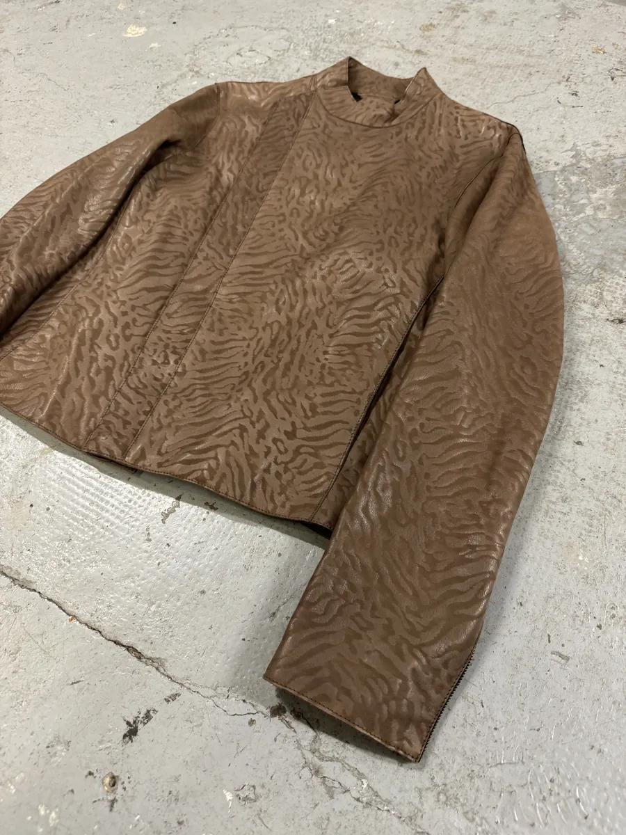 SS2014 Emporio Armani Asymmetrical Camouflage Leather Jacket - Image 11