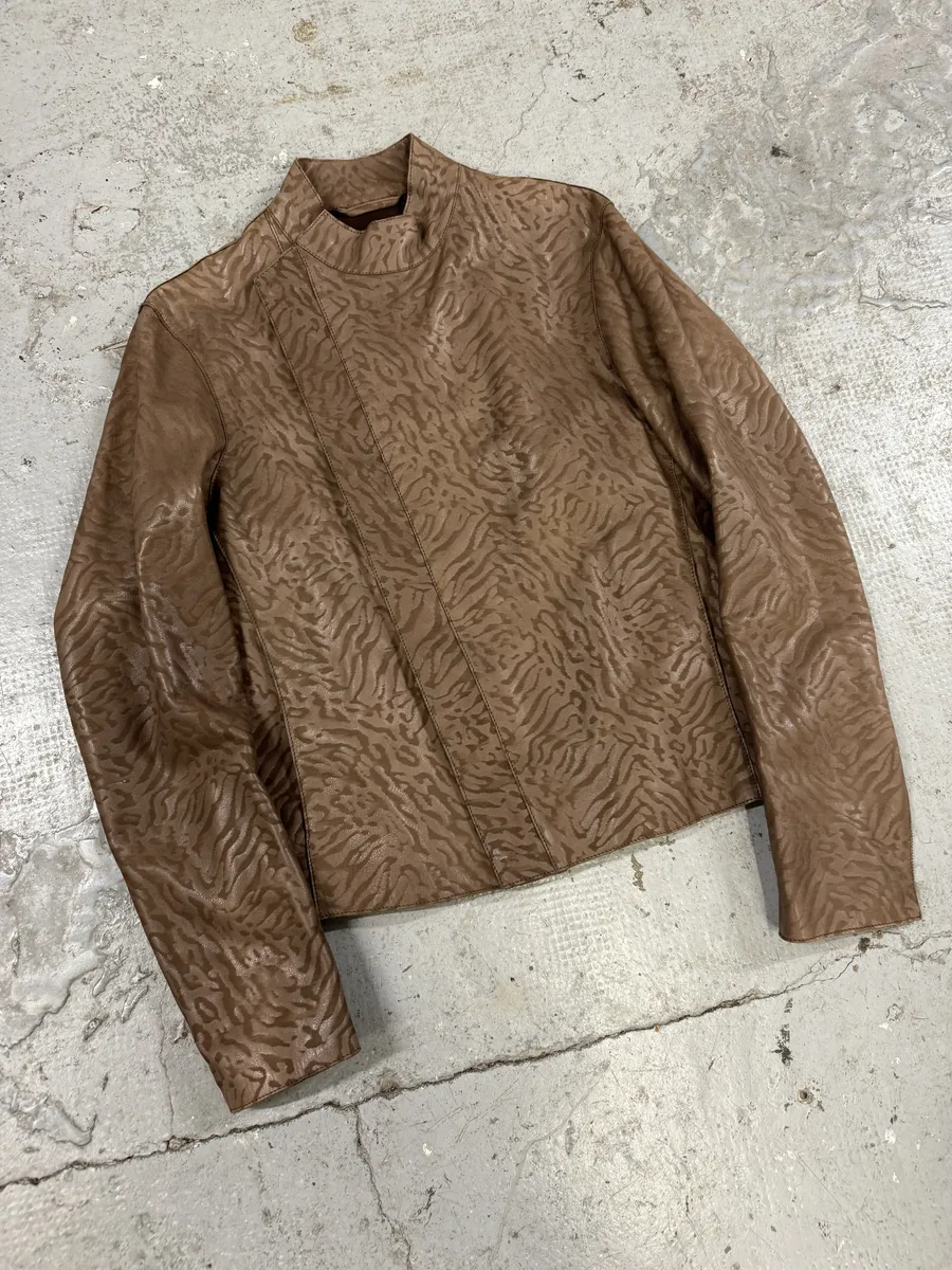 SS2014 Emporio Armani Asymmetrical Camouflage Leather Jacket - Image 7