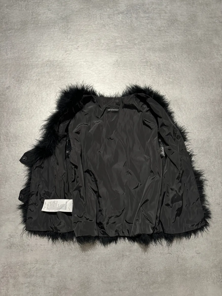SS2014 Emporio Armani Black Ostrich Feathers Fur Vest - Image 7