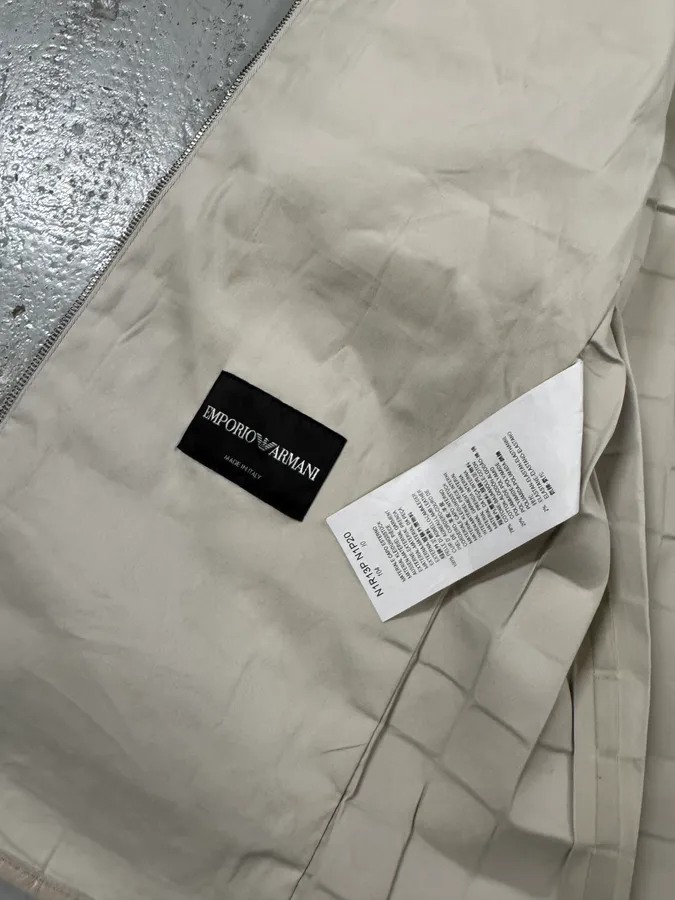 SS2014 Emporio Armani Square Beige Leather Bomber Jacket - Image 10