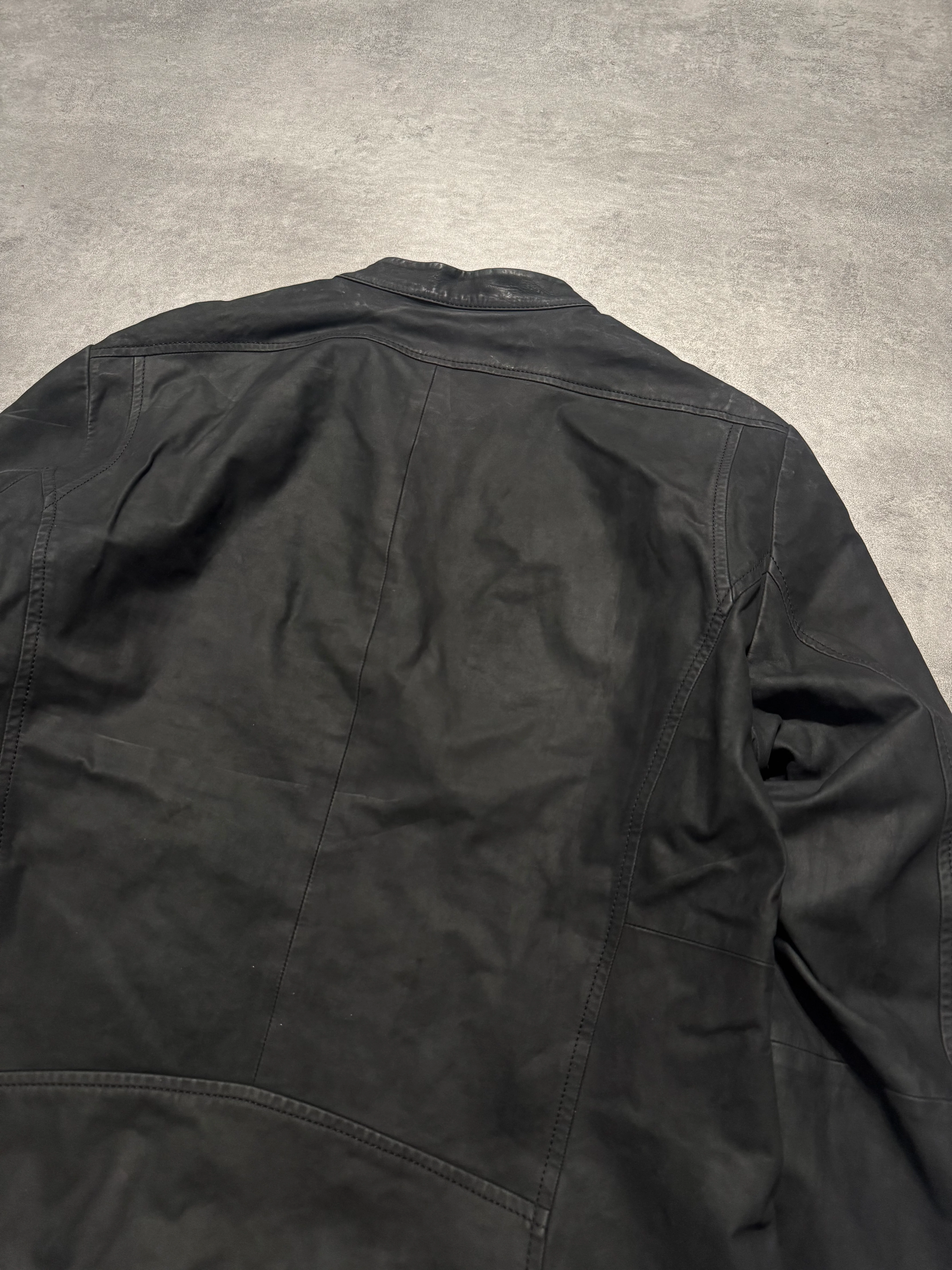 SS2014 Emprio Armani Elevated Black Leather Jacket - Image 6