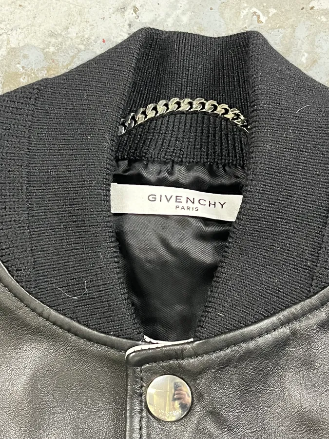 SS2014 Givenchy Stars Black Leather Bomber Jacket - Image 6