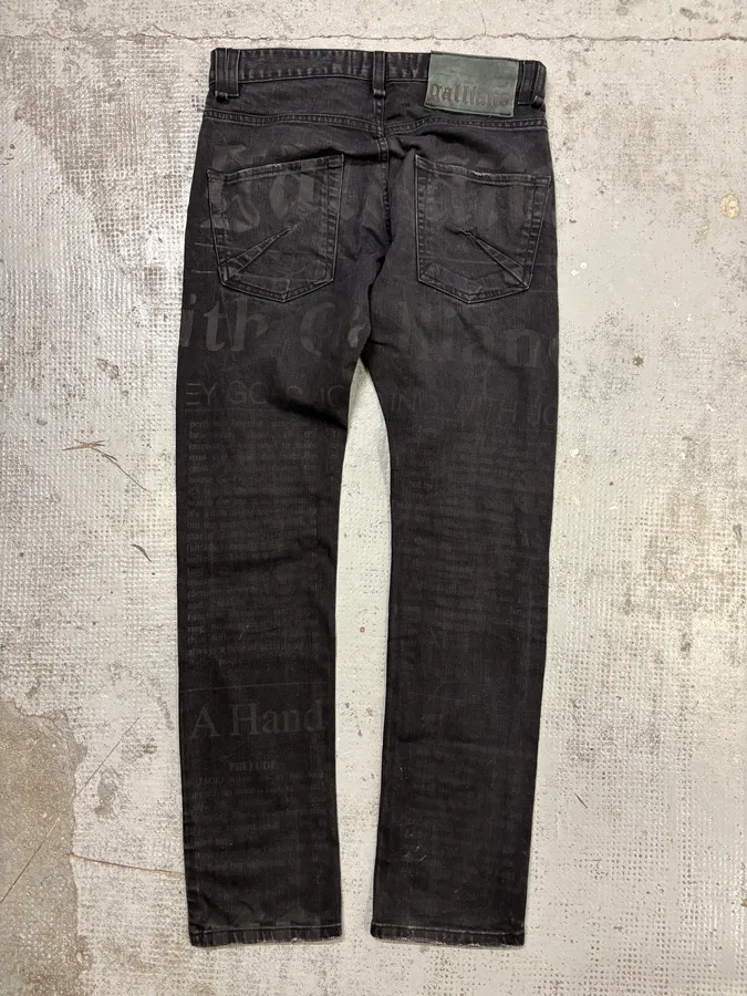 SS2014 John Galliano Black Magazine Denim Washed Jeans - Image 5