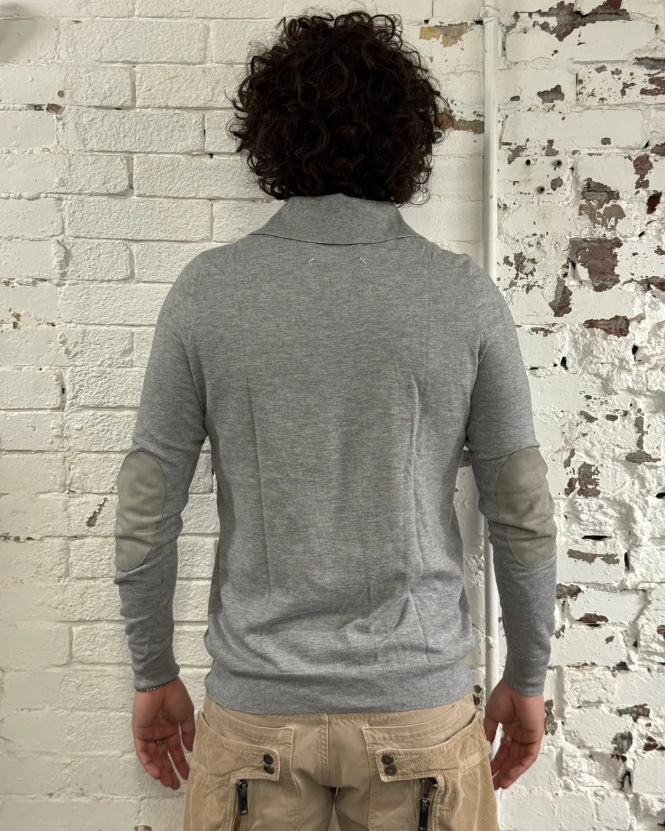 SS2014 Maison Margiela Grey Elbow Patch Polo Collar Sweater - Image 3