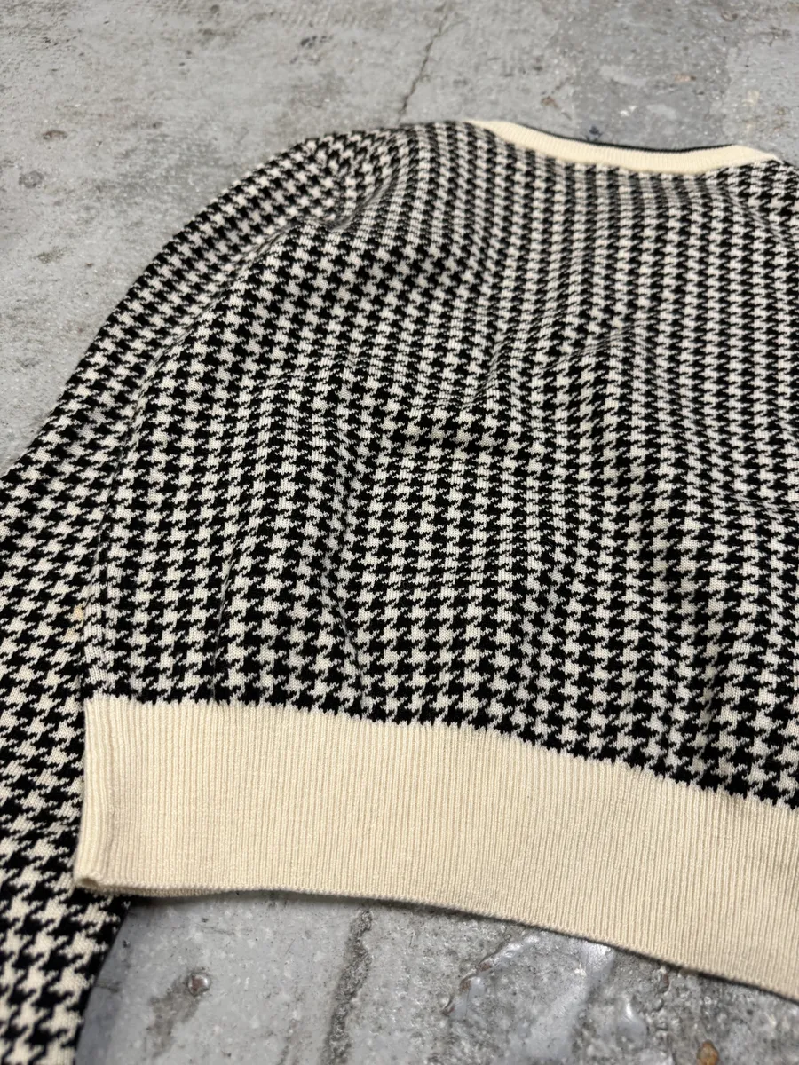 SS2014 Miu Miu Houndstooth Black & White Wool Cardigan - Image 5