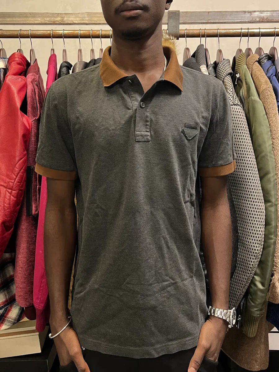 SS2014 Prada Brown & Grey Minimalist Polo Shirt - Image 2