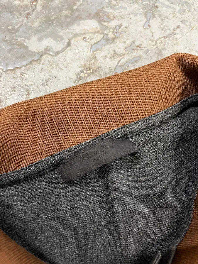 SS2014 Prada Brown & Grey Minimalist Polo Shirt - Image 8