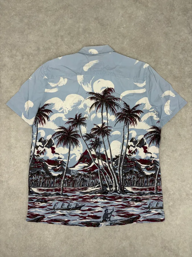 SS2014 Prada Light Blue Cotton Hawaiian Print Shirt - Image 5