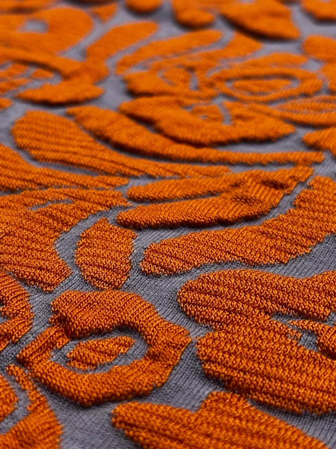SS2014 Prada Orange & Blue Floral Knit Brocade Top - Image 8