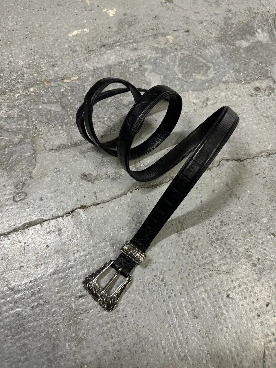 SS2014 Saint Laurent Black Western Metallic Leather Belt by Hedi Slimane - Image 11