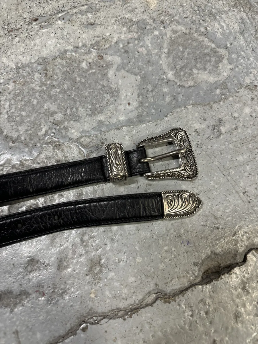 SS2014 Saint Laurent Black Western Metallic Leather Belt by Hedi Slimane - Image 9