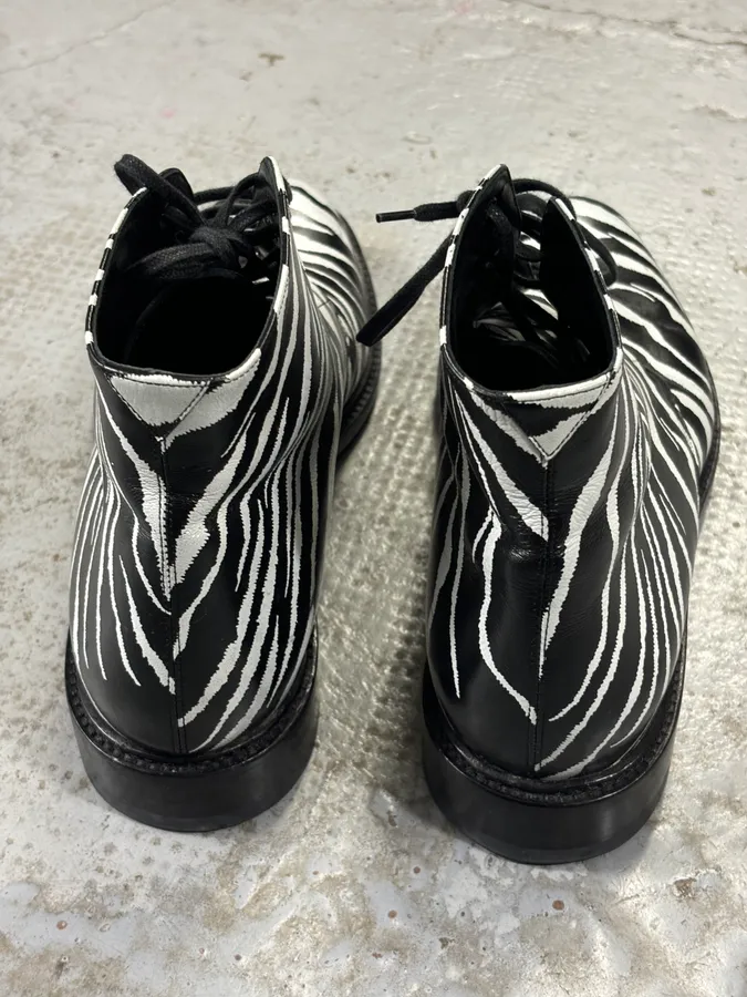 SS2014 Saint Laurent Black Zebra Leather Boots by Hedi Slimane - Image 12