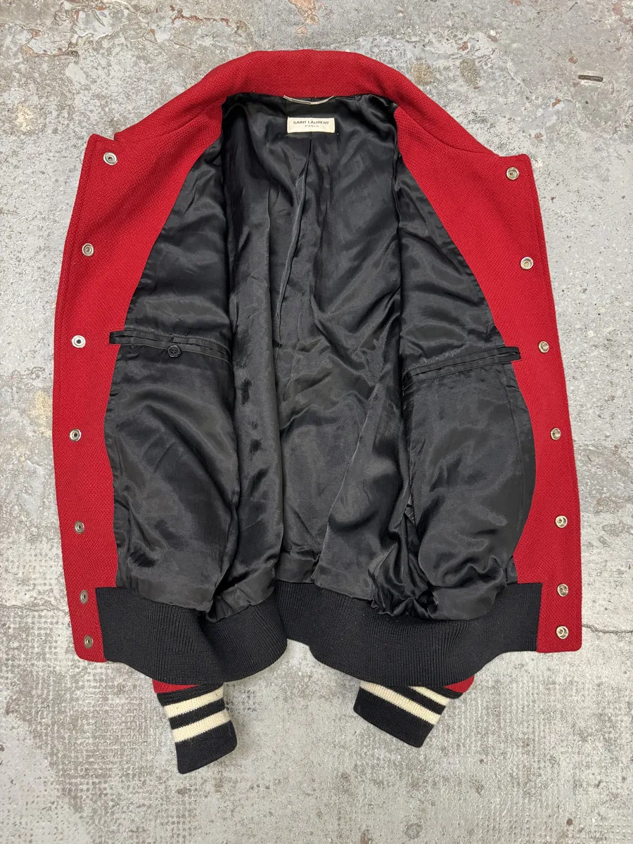 SS2014 Saint Laurent Red Cheetah Pony Hair Varsity Teddy Jacket - Image 8