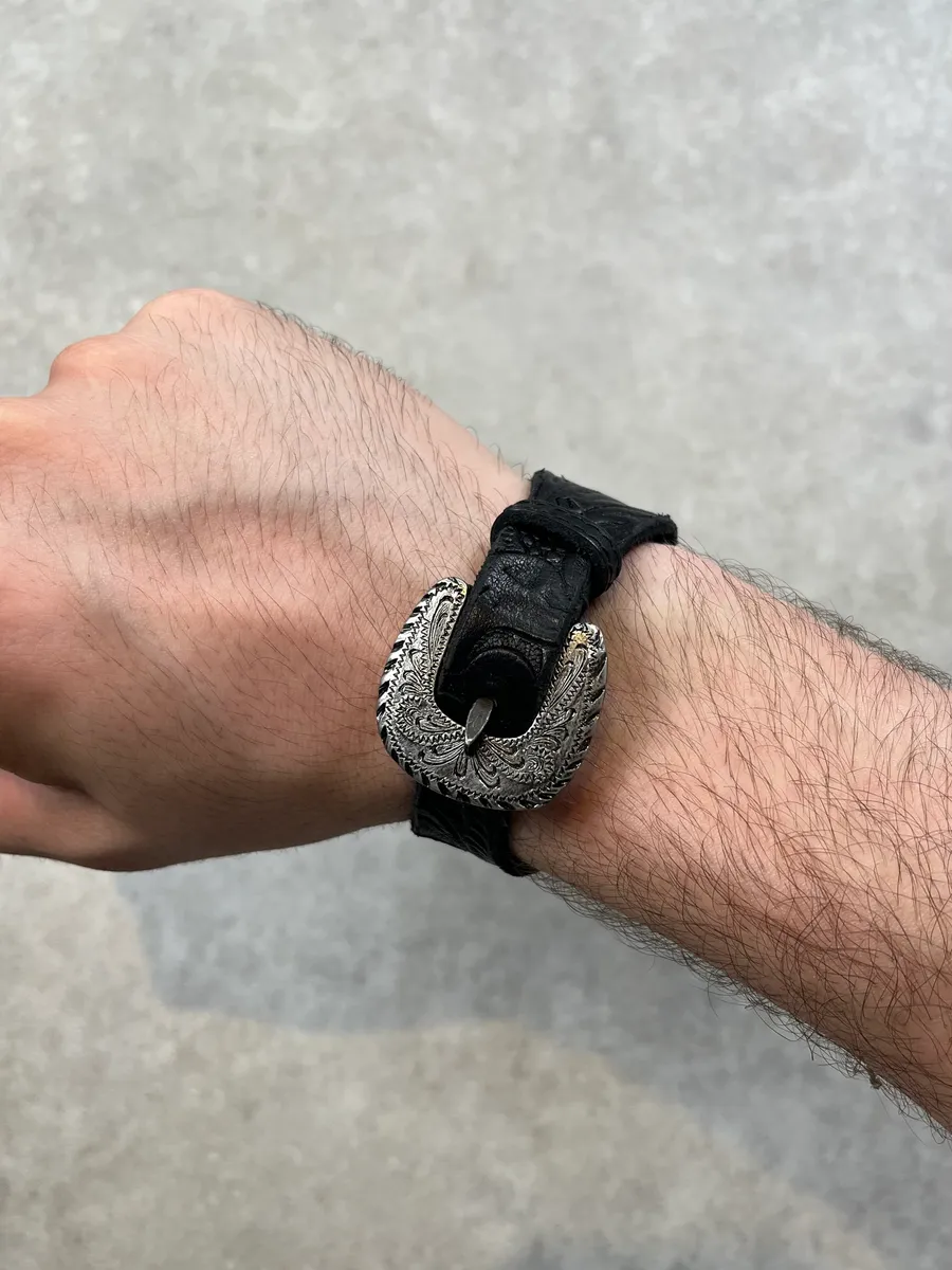 SS2014 Saint Laurent Western Buckle Black Leather Bracelet by Hedi Slimane - Image 3