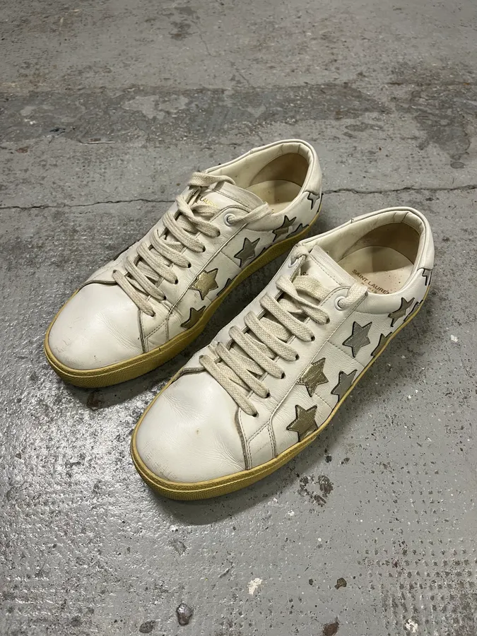 SS2014 Saint Laurent White Stars Leather Sneakers by Hedi Slimane - Image 3