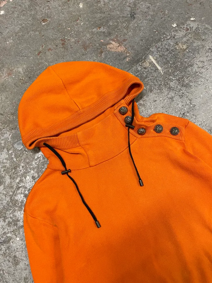 SS2015 Balmain Orange Hooded Buttoned Premium Sweater - Image 5