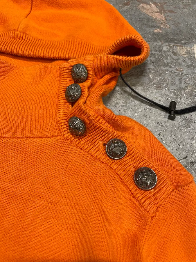 SS2015 Balmain Orange Hooded Buttoned Premium Sweater - Image 7