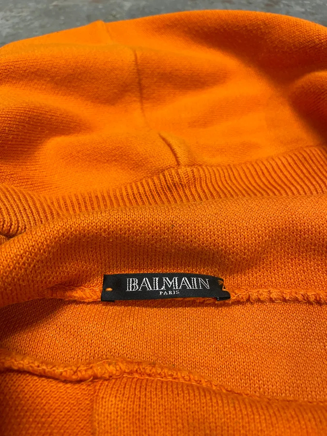 SS2015 Balmain Orange Hooded Buttoned Premium Sweater - Image 8