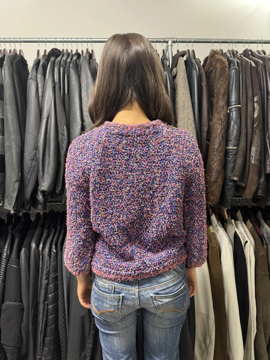 SS2015 Chanel Tweed Purple Cardigan - Image 3