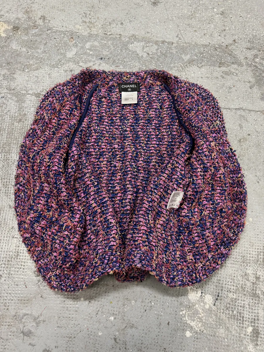 SS2015 Chanel Tweed Purple Cardigan - Image 8