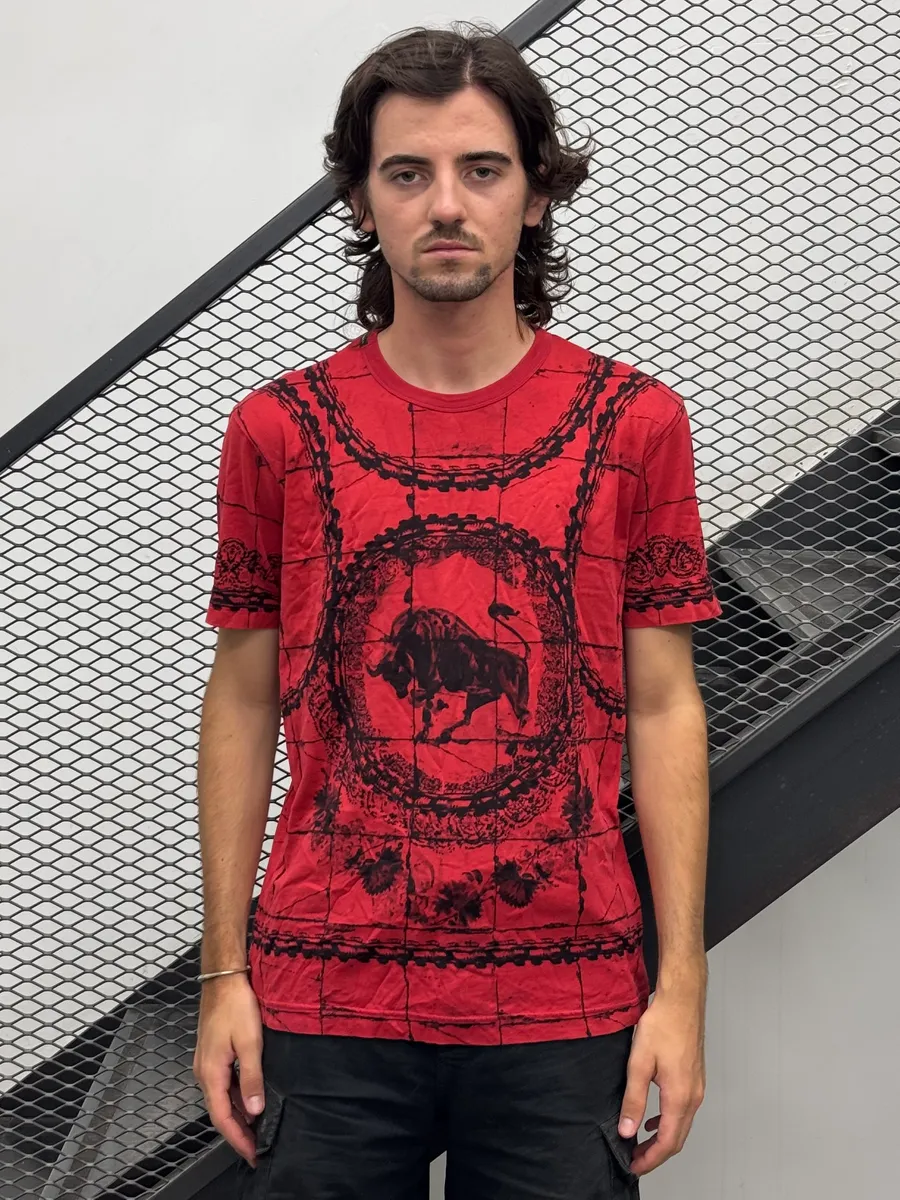 SS2015 Dolce & Gabbana Red Bull Chain Print T-Shirt - Image 2