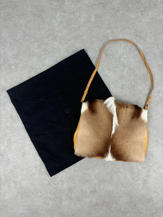 SS2015 Dries Van Noten Fur Beige Leather Shoulder Bag - Image 5