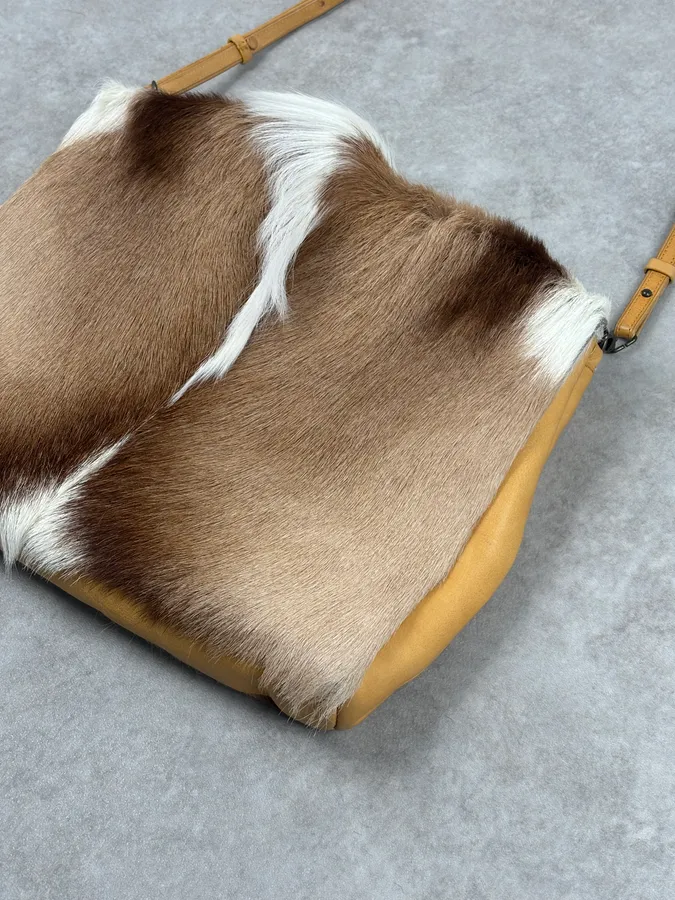 SS2015 Dries Van Noten Fur Beige Leather Shoulder Bag - Image 8
