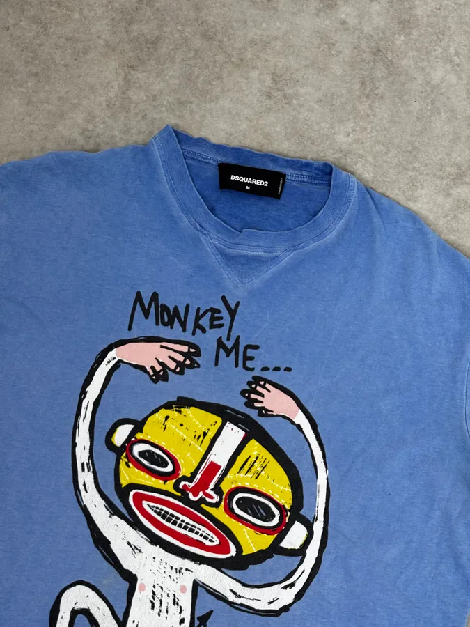 SS2015 Dsquared2 Blue Rebel Monkey T-Shirt - Image 5
