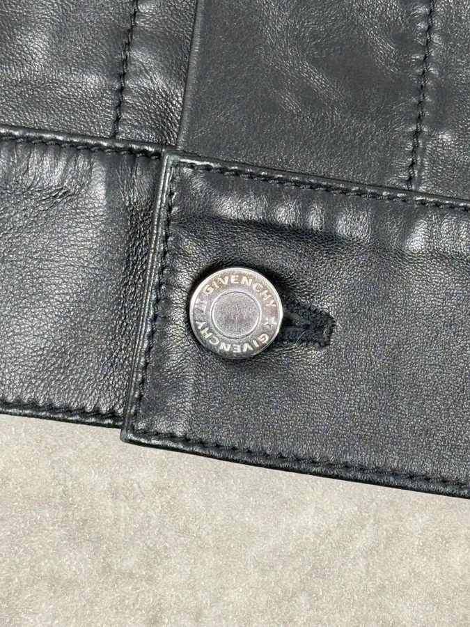SS2015 Givenchy Black Leather Straps Trucker Jacket - Image 7
