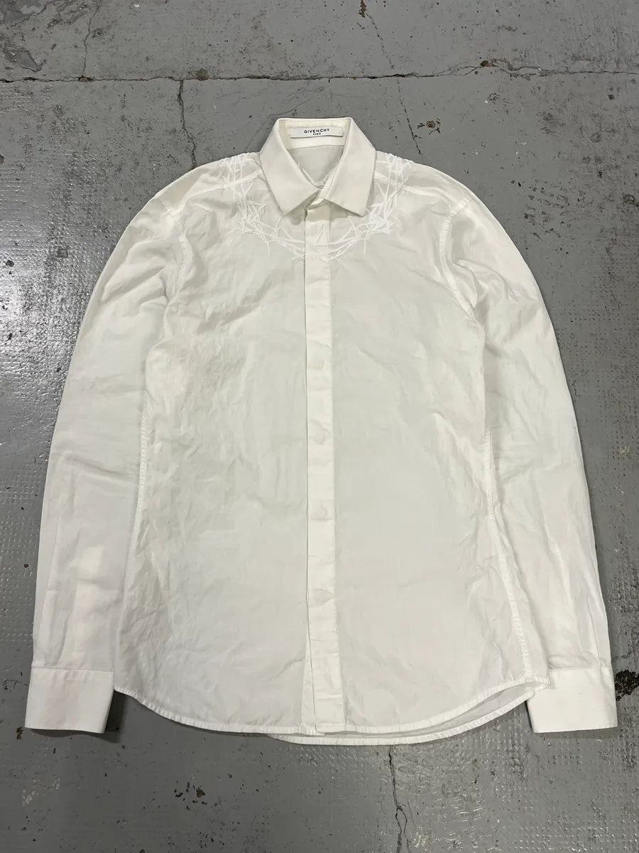 SS2015 Givenchy Spikes Embroidered White Shirt by Riccardo Tisci