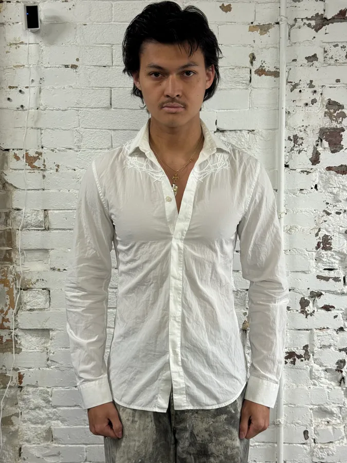 SS2015 Givenchy Spikes Embroidered White Shirt by Riccardo Tisci - Image 2