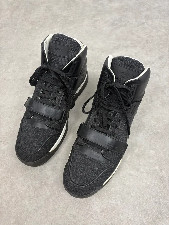 SS2015 Louis Vuitton Black Trail Blazers Knit Strap Sneakers - Image 3