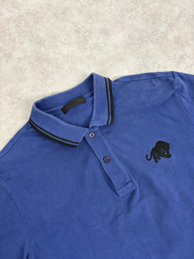 SS2015 Prada Blue Tiger Embroidered Polo - Image 5