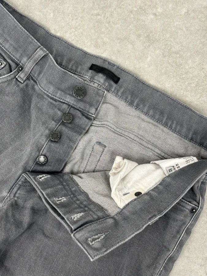SS2015 Prada Dark Grey Washed Slim Denim Jeans - Image 8