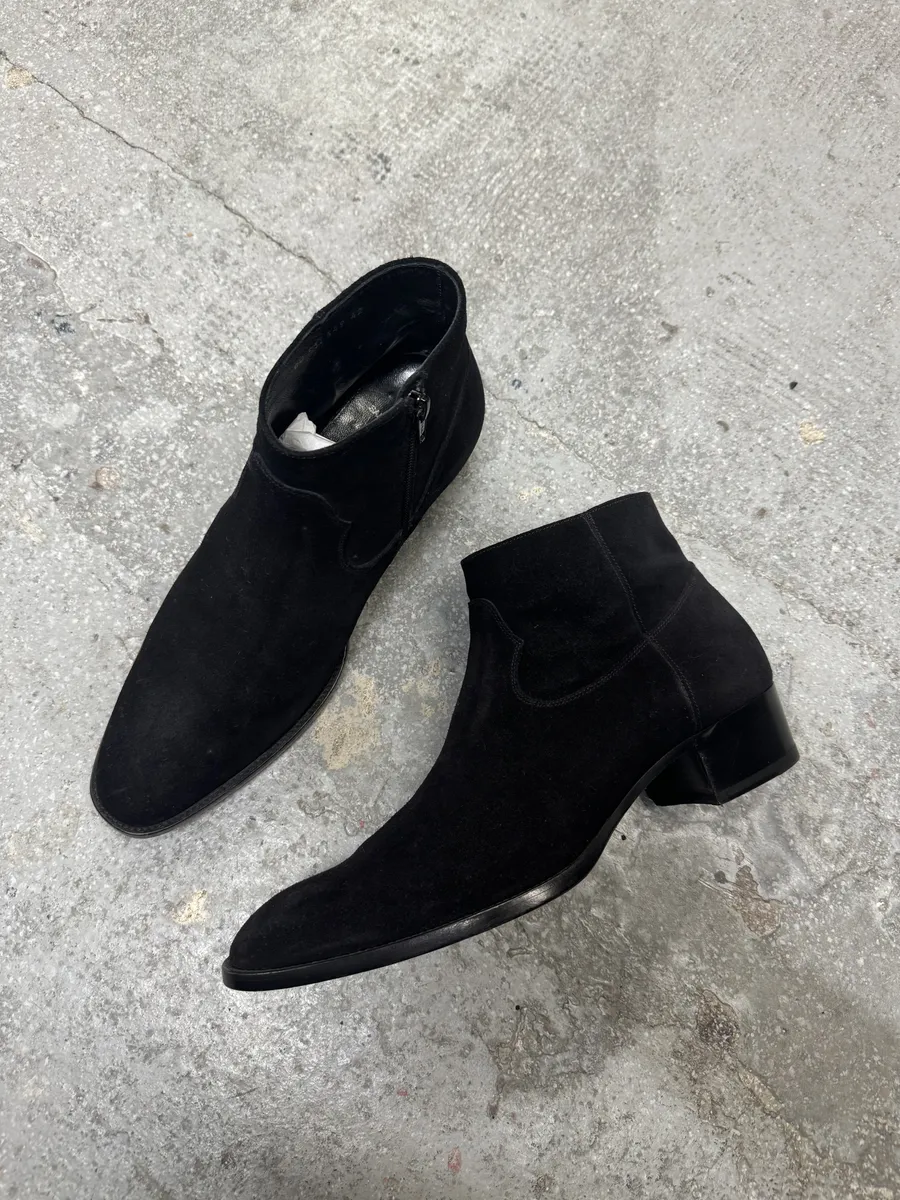 SS2015 Saint Laurent Black Otterproof Suede Leather Boots - Image 8