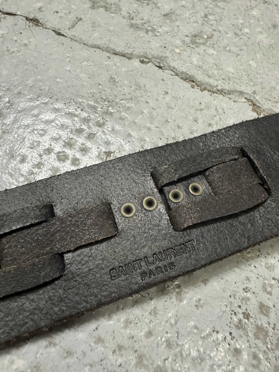 SS2015 Saint Laurent Burnished Woven Brown Leather Belt - Image 13
