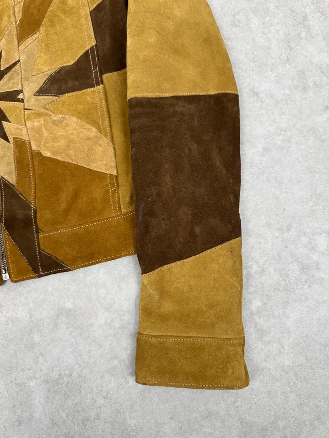 SS2015 Saint Laurent Camel Star Patchwork Sample Leather Jacket - Image 10
