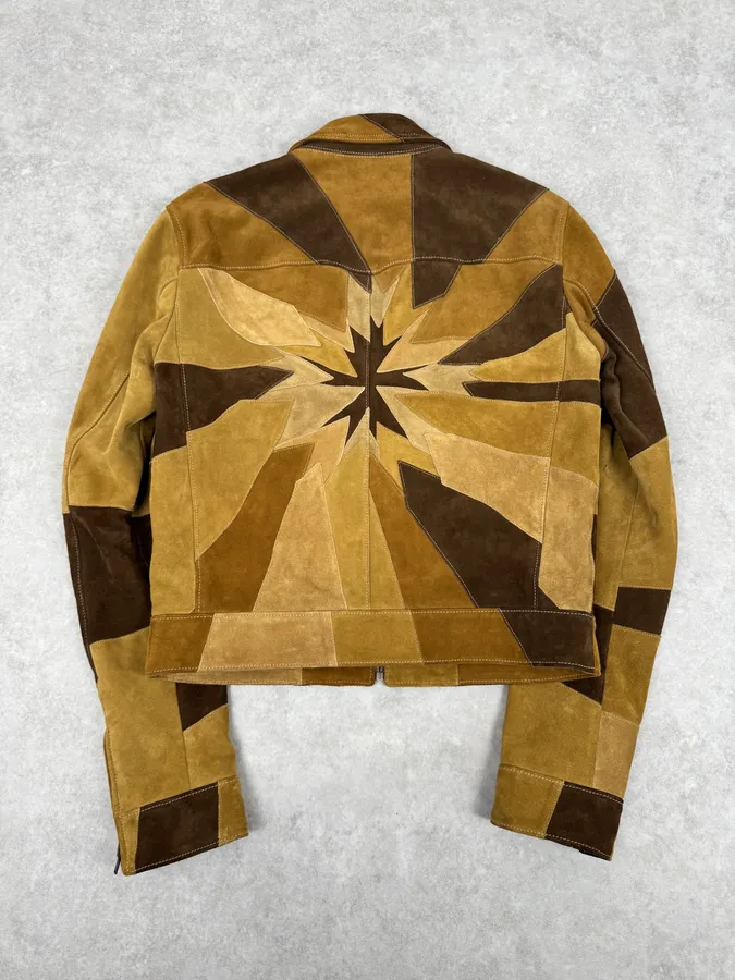 SS2015 Saint Laurent Camel Star Patchwork Sample Leather Jacket - Image 3