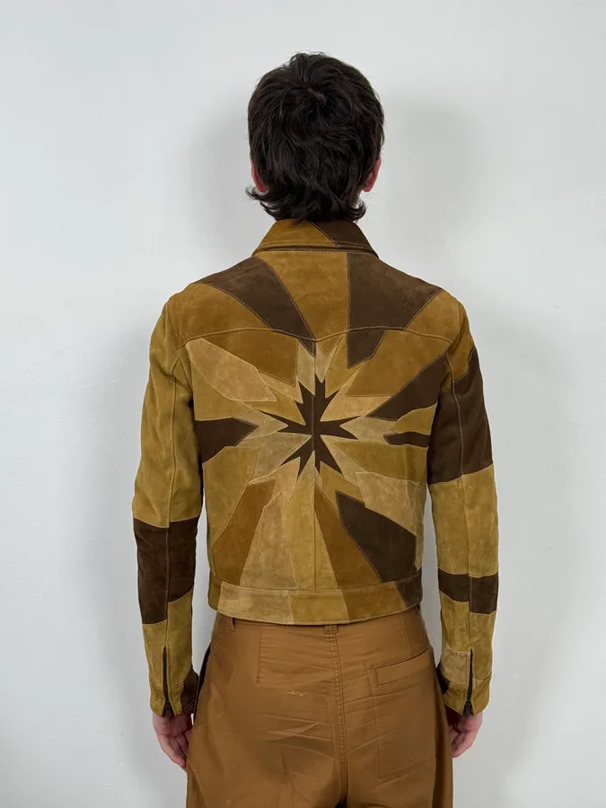 SS2015 Saint Laurent Camel Star Patchwork Sample Leather Jacket - Image 5