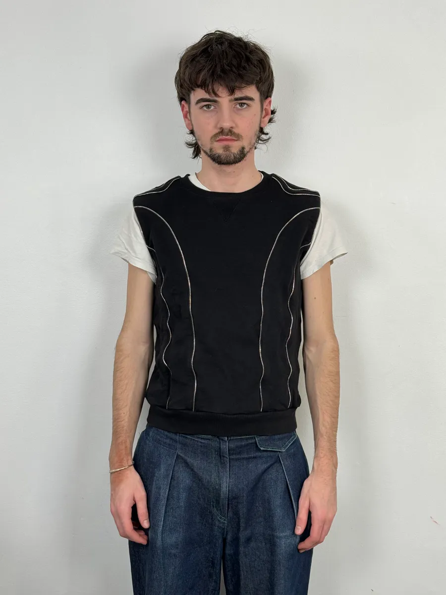 SS2015 Saint Laurent Multi Zips Black Crewneck Sweater by Hedi Slimane - Image 4