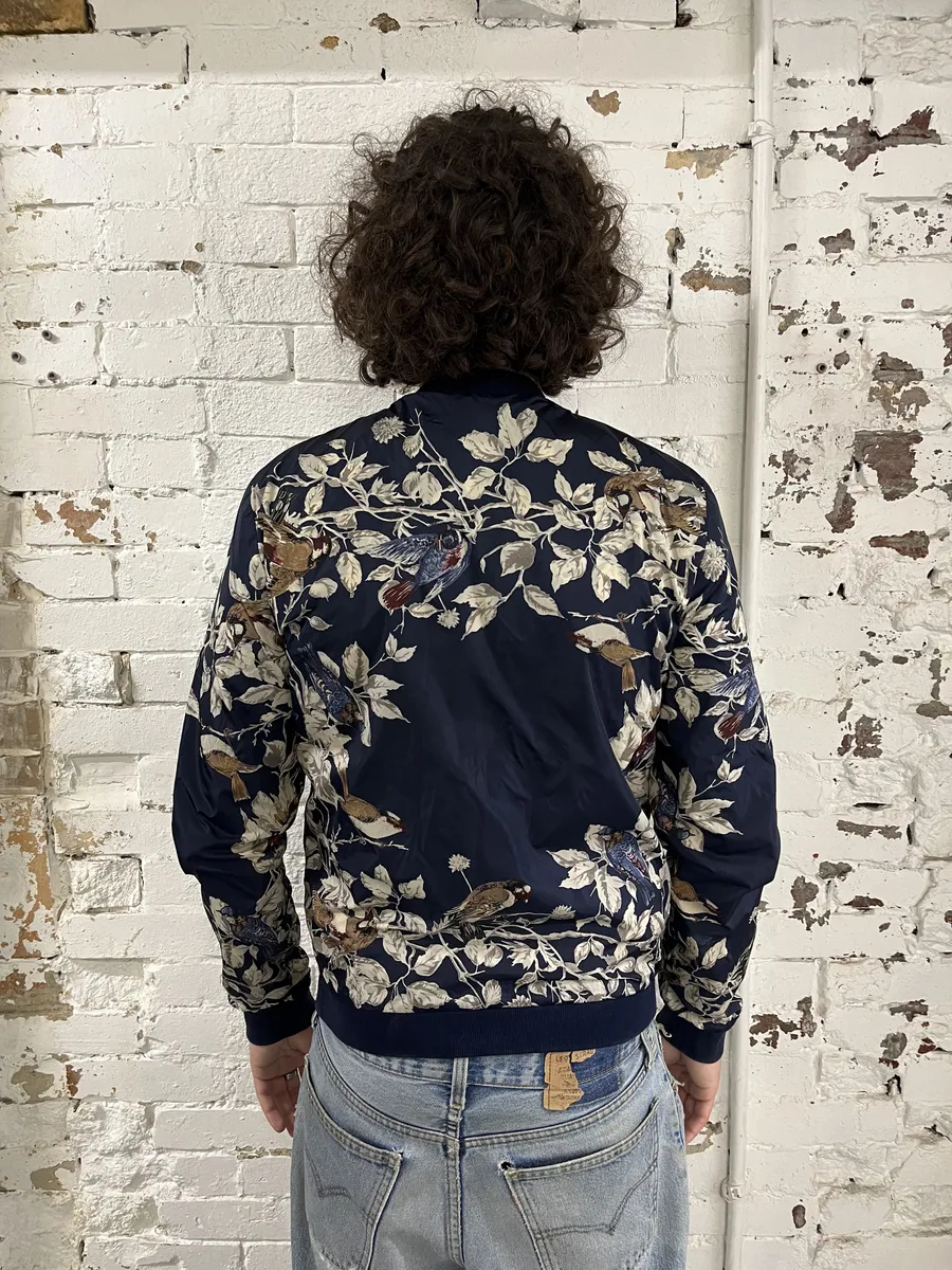 SS2016 Dolce & Gabbana Navy Floral Light Nylon Windbreaker Jacket - Image 5